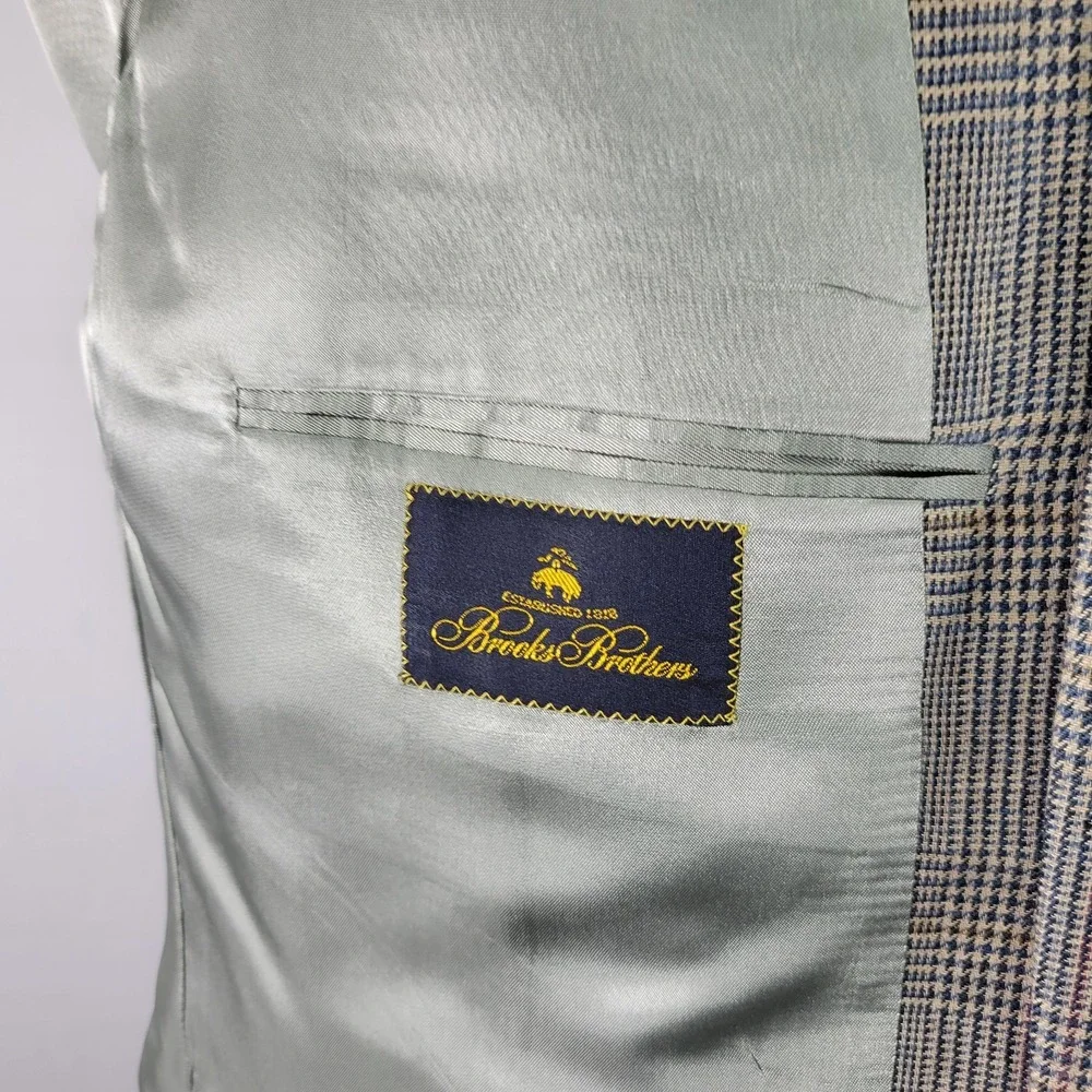 Brooks‎ Brothers Men's Sport Coat Blazer Two Button Multi-color Houndstooth 46L